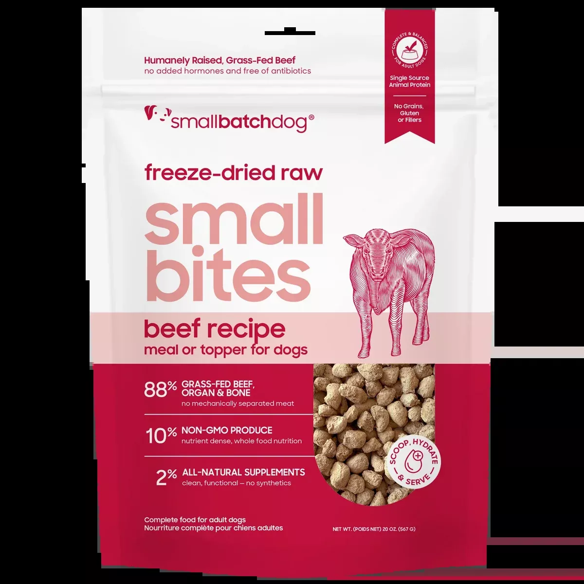 smallbatch Small Bites Freeze Dried Dog Food - Beef - 20oz Bag