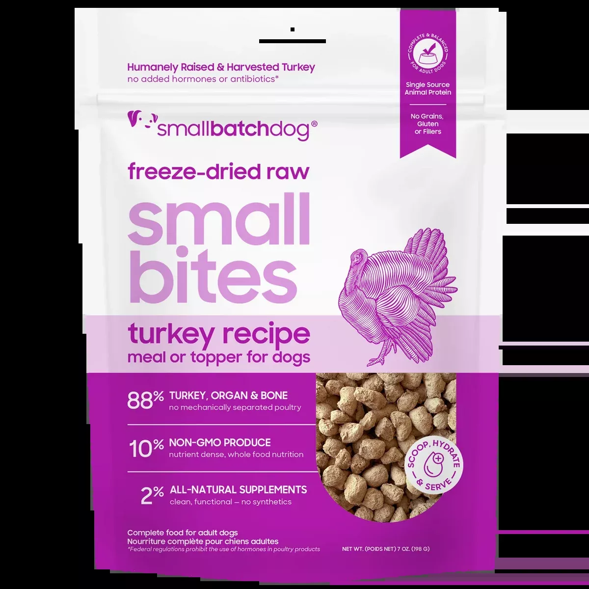 smallbatch Small Bites Freeze Dried Dog Food – Turkey – 20oz Bag