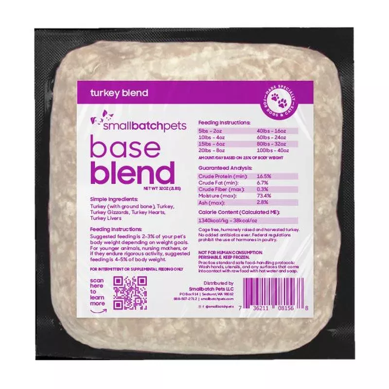 Smallbatch Turkey Blend, Frozen Raw Pet Supplement, 2-lb