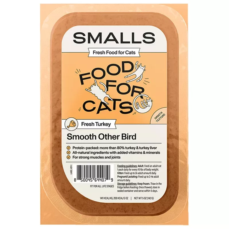 Smalls Smooth Other Bird – Turkey Recipe, Frozen Gently Cooked Cat Food