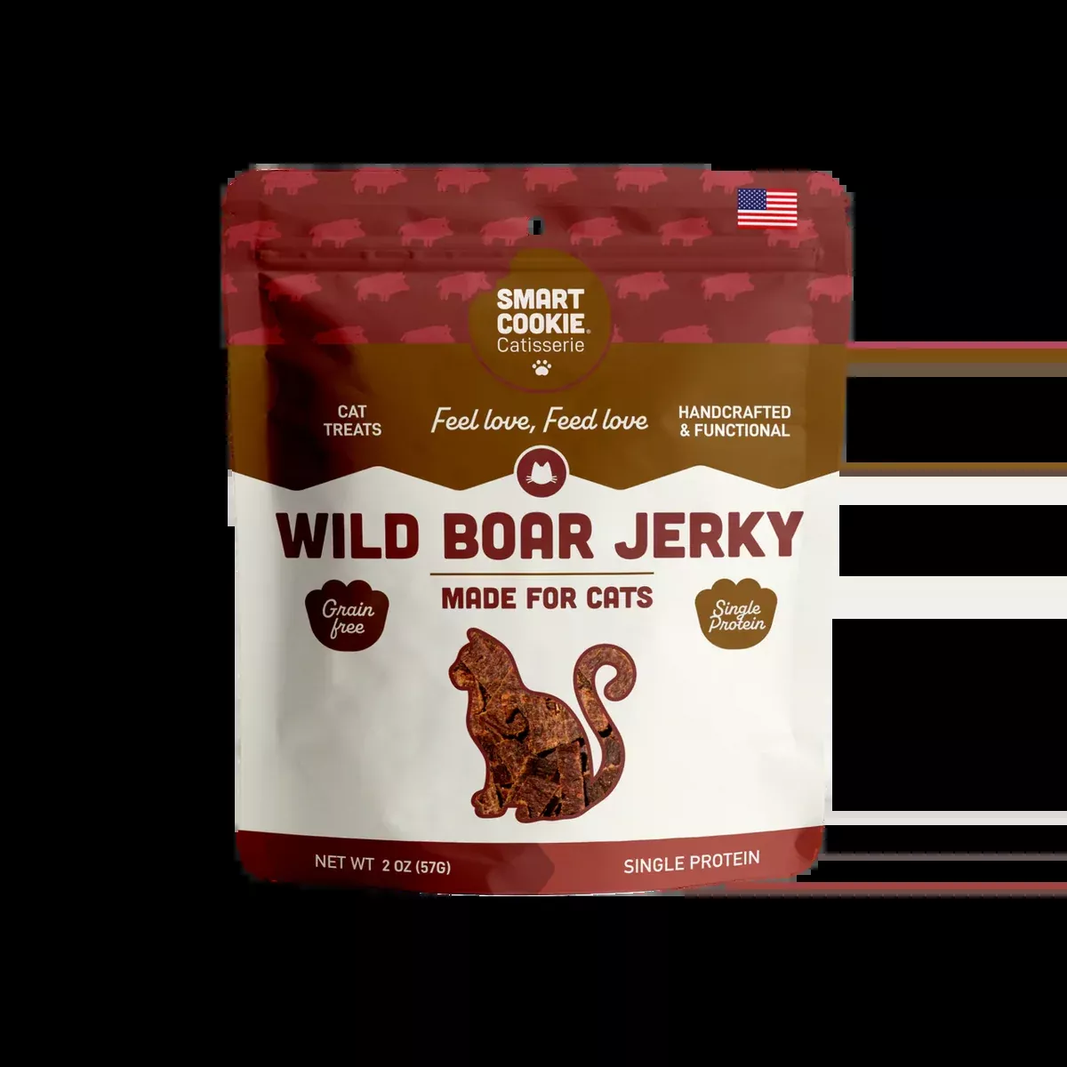 Smart Cookie Wild Boar Jerky Cat Treats - 2oz Pouch
