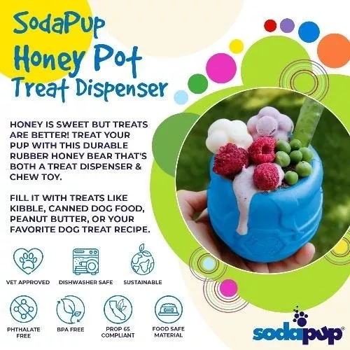 SodaPup Honey Pot Treat Dispenser & Slow Feeder, Blue