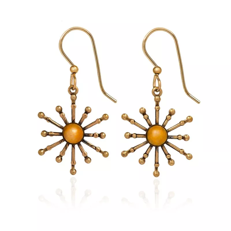 Spoke & Round Stone Center Earrings