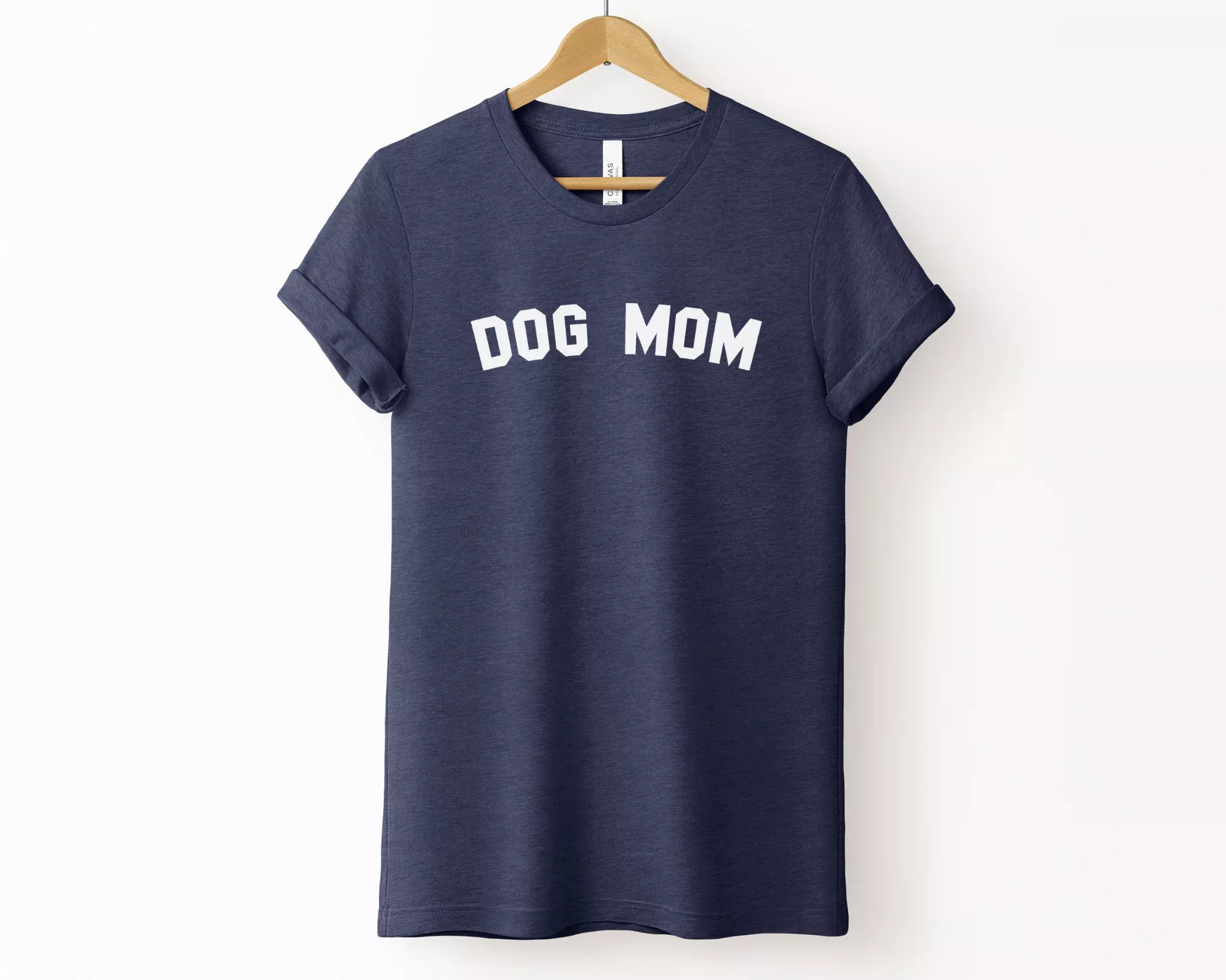 Sporty Dog Mom Crewneck Tee, Heather Navy