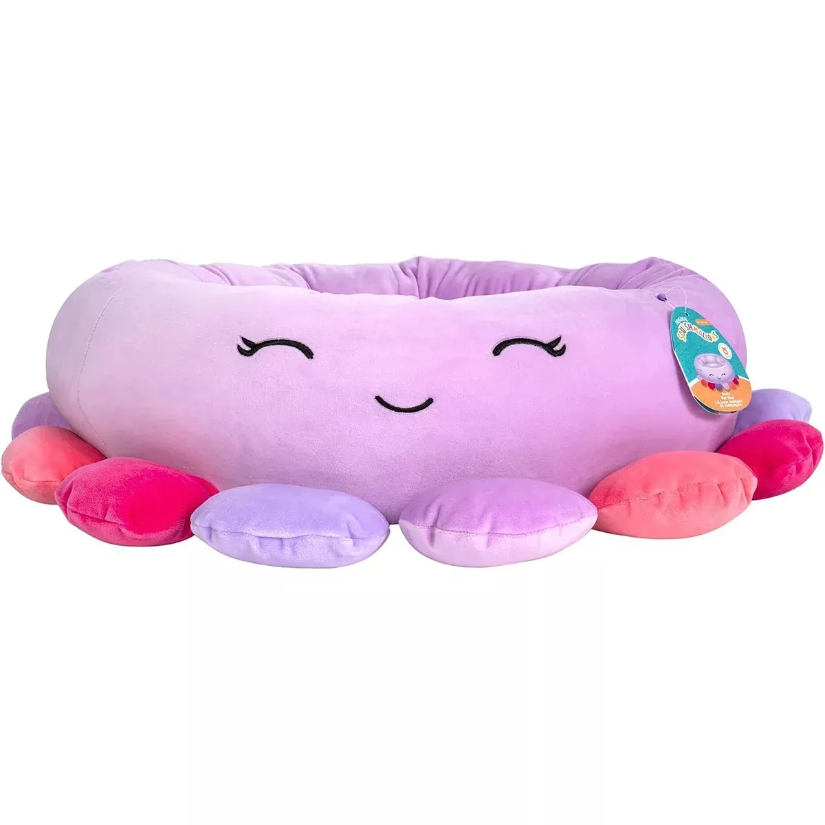 Squishmallows 30-Inch Beula Octopus Pet Bed Purple