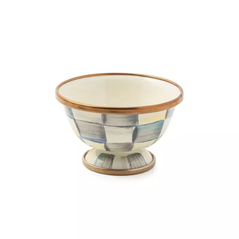 Sterling Check Enamel Little Sugar Bowl