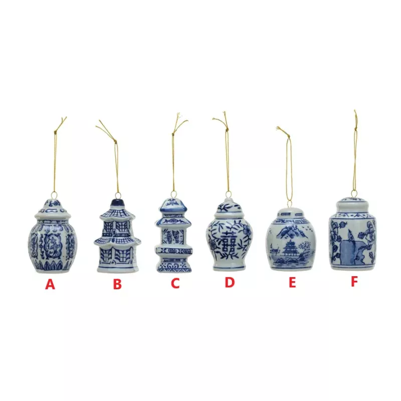 Stoneware Ginger Jar Ornament –Blue & White