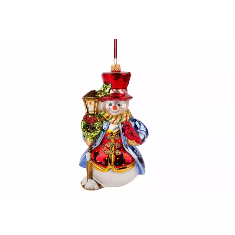 Stylish Snowman by Lamp Post