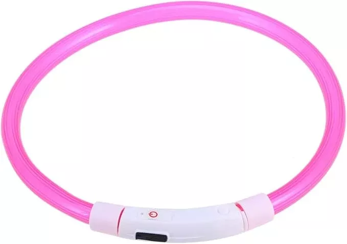 SUPVOX Reflective Led Dog Collar USB Rechargeable Light Settings Neon Pink for