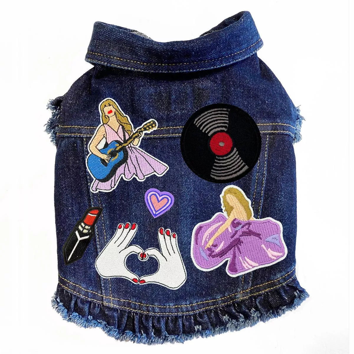 Swiftie Inspired #3 Denim Dog Jacket- Ruffles