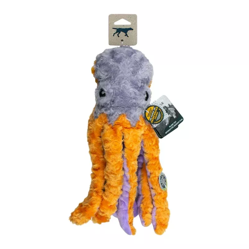 Tall Tail Plush Octapus Squeak-Crinkle / Inner Rope Toy 14″