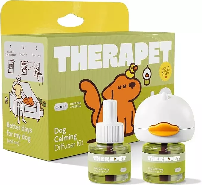 TherapetMD 60-Day Dog Calming Diffuser – for Stress, Destructive Behavior, Pee Accidents, Separation Anxiety, Barking, Aggression & Chewing – 60-Day Refill Included – Packaging May Vary