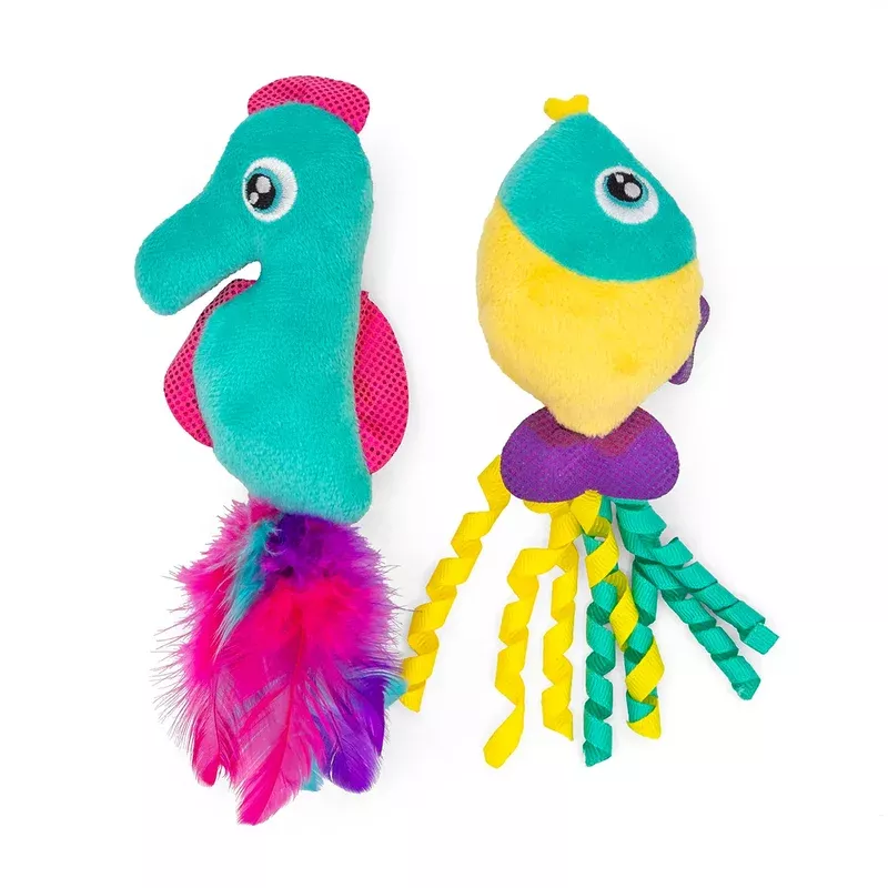 ThoozyPet Fish & Sea Horse Cat Toy – 2 Pack