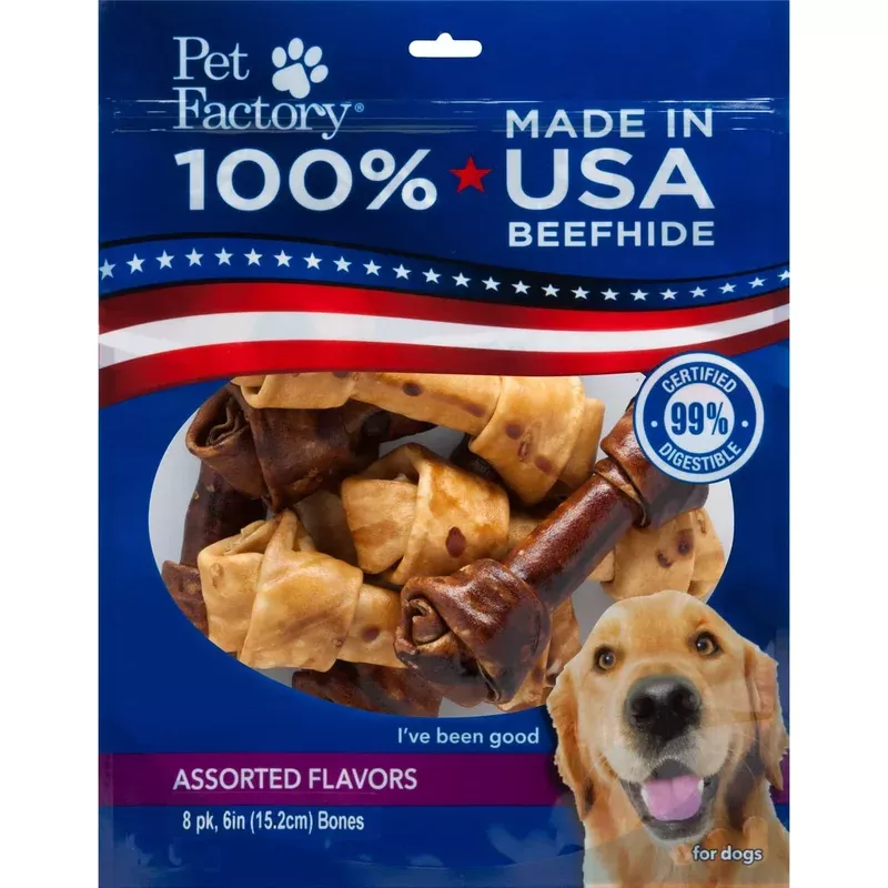 Treatly Pet Factory - Made in USA Beefhide Bone 6" Flavored Dog Treat