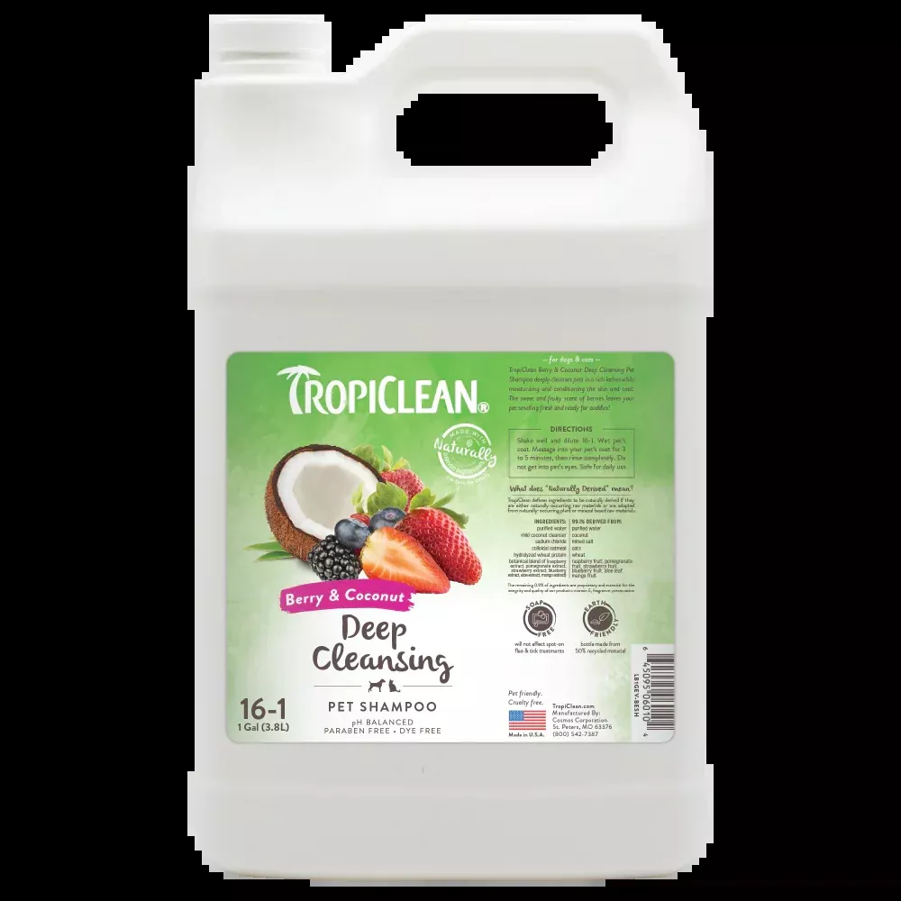 TropiClean Berry & Coconut Deep Cleansing Shampoo for Pets – 1 Gallon