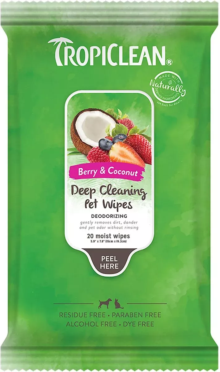 TropiClean Deep Cleaning Wipes for Pets, 100ct
