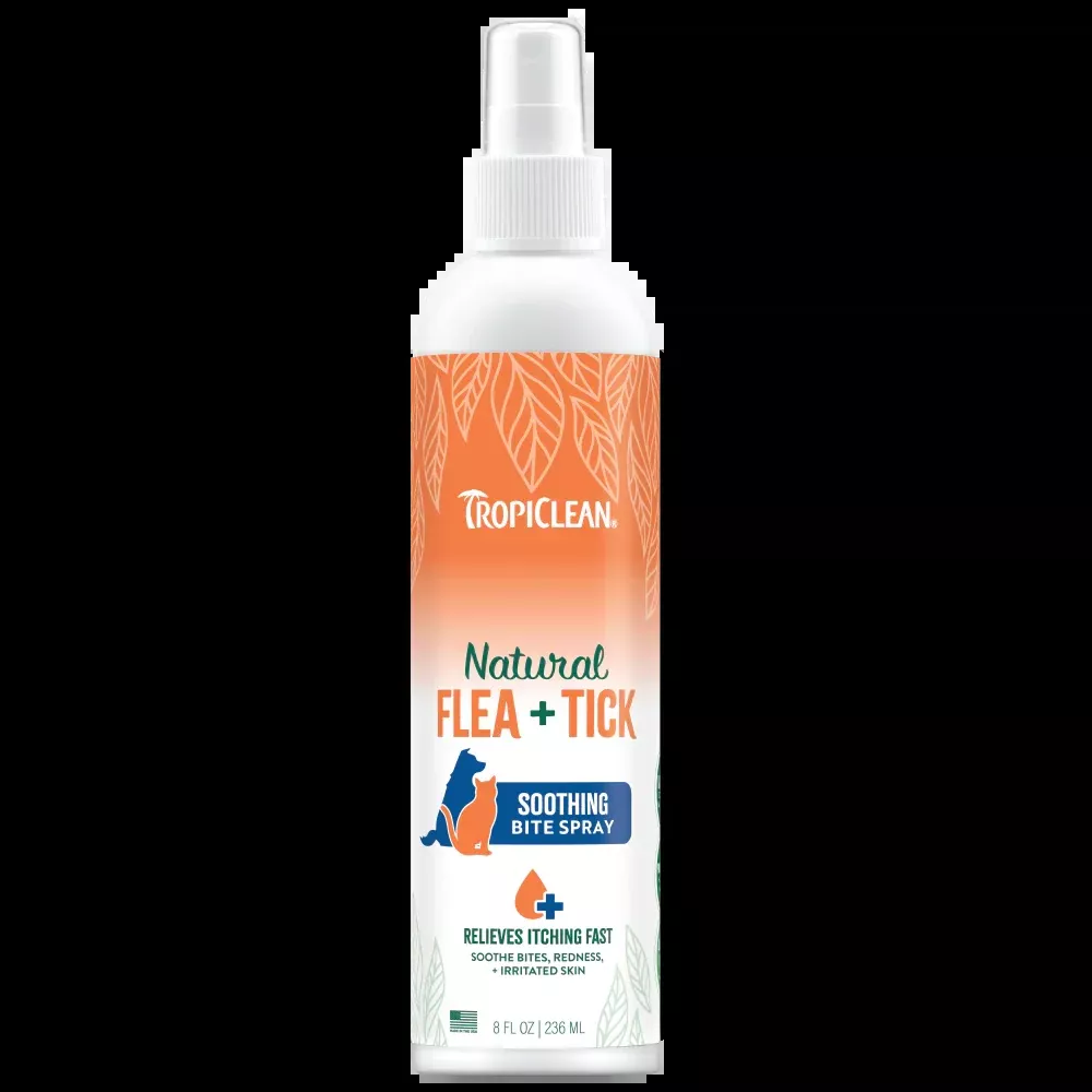 TropiClean Flea & Tick Bite Relief Spray for Pets – 8oz Bottle