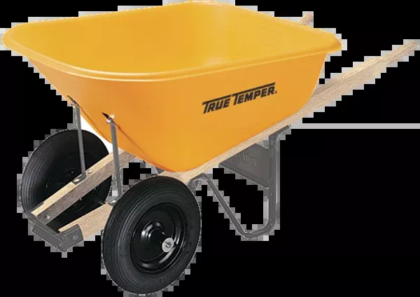True Temper 8 Cubic Foot Poly Wheelbarrow With Dual Wheels