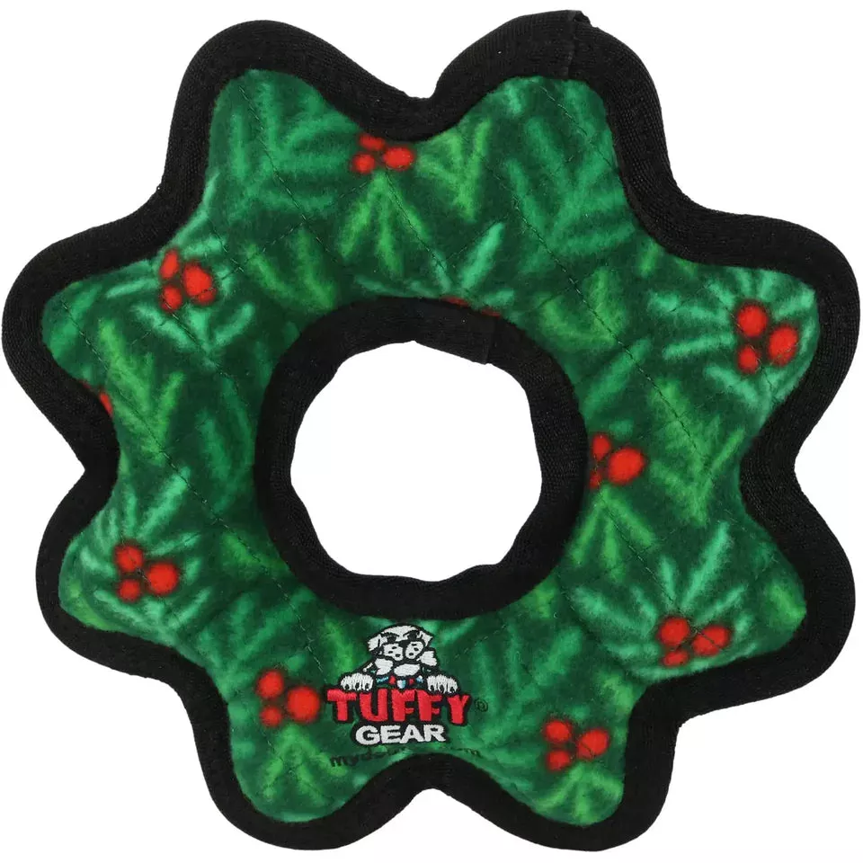 Tuffy's Gear Holiday Ring Wreath Dog Toy