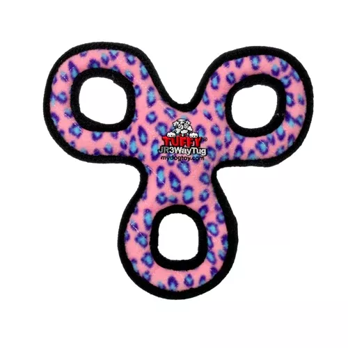 Tuffy’s Jr 3 Way Tug Ring Dog Toy – Pink Leopard