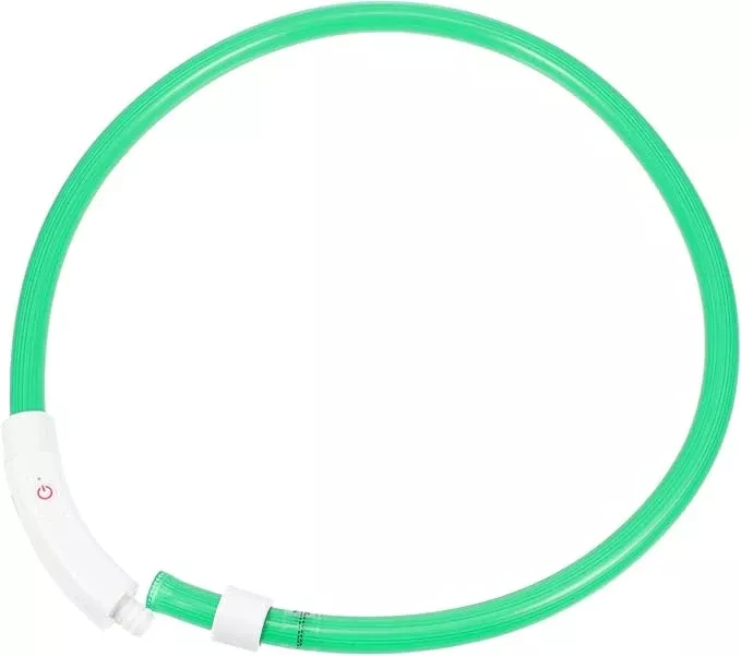 USB Rechargeable LED Dog Collar Adjustable 70cm Emerald Optical Luminous Pet Collar for Night Walking Safety