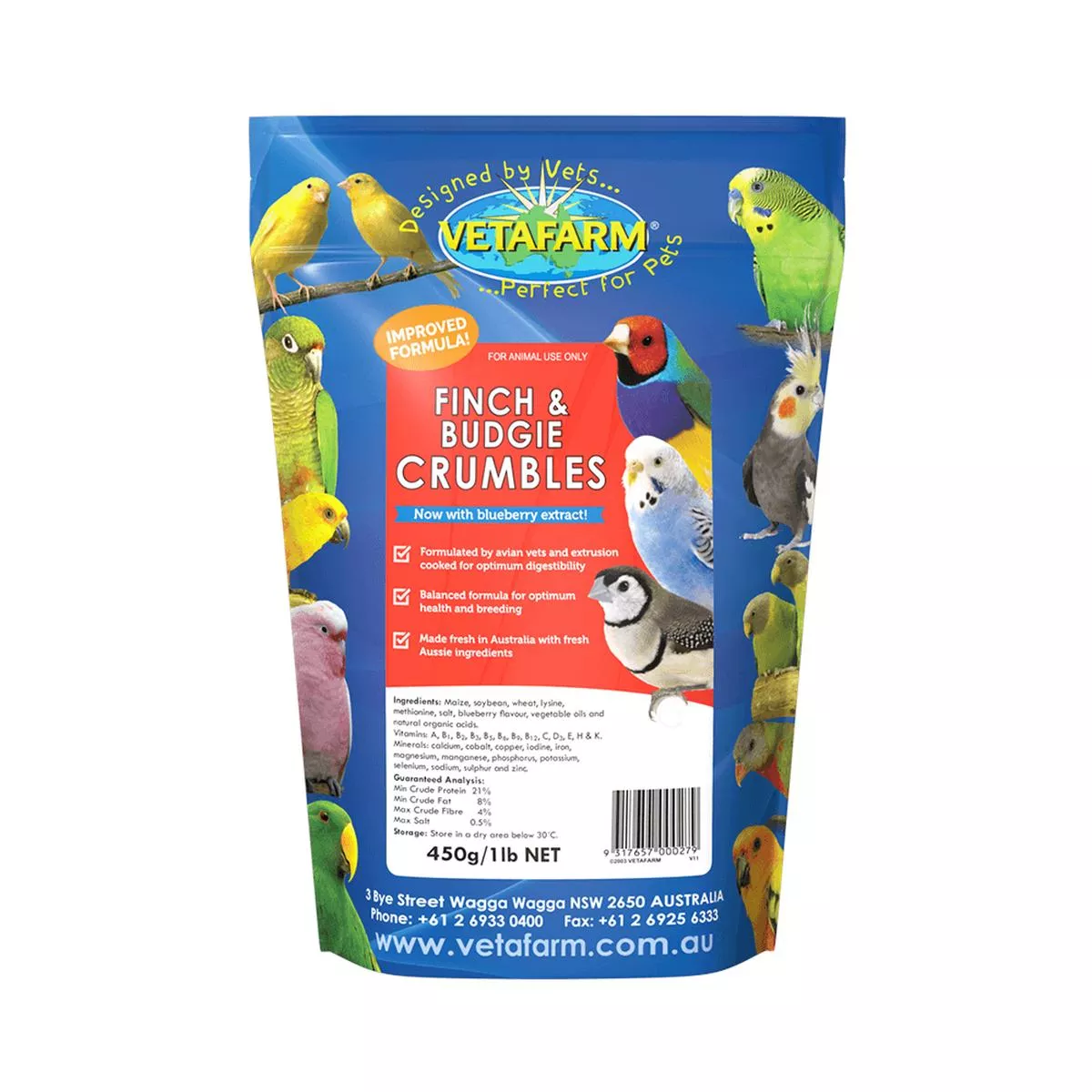 VETAFARM FINCH CRUMBLES 450G