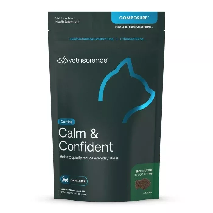Vetriscience Calm & Confident Cat Calming Supplement Chews – Trout – 30 Count
