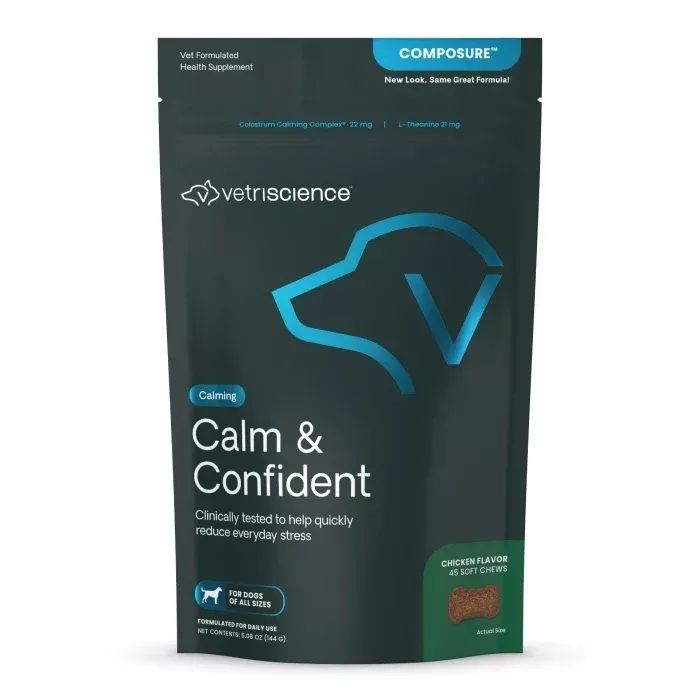 Vetriscience Calm & Confident Dog Supplement Chews – 45 Count