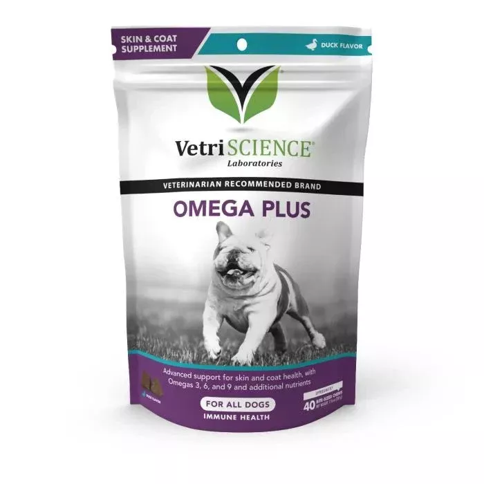 Vetriscience Omega Plus Advanced Skin Supplement for Dogs CHEWS