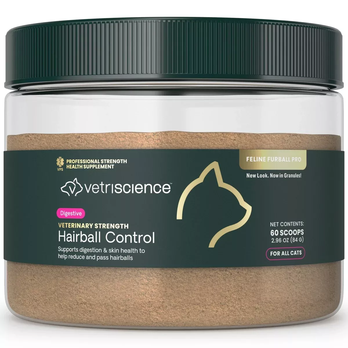 Vetriscience Veterinary Strength Hairball Control Powder for Cats – 2.96oz Jar