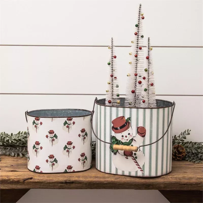 Vintage Snowman Containers|Large&Small