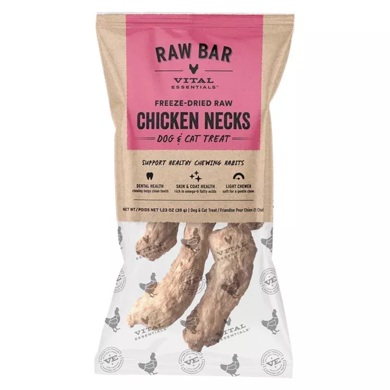 Vital Essentials Freeze-Dried Raw Chicken Necks, Dog Chews