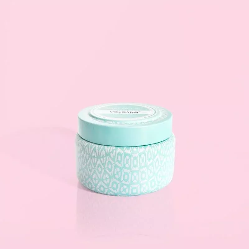Volcano Aqua Printed Tin Travel Candle