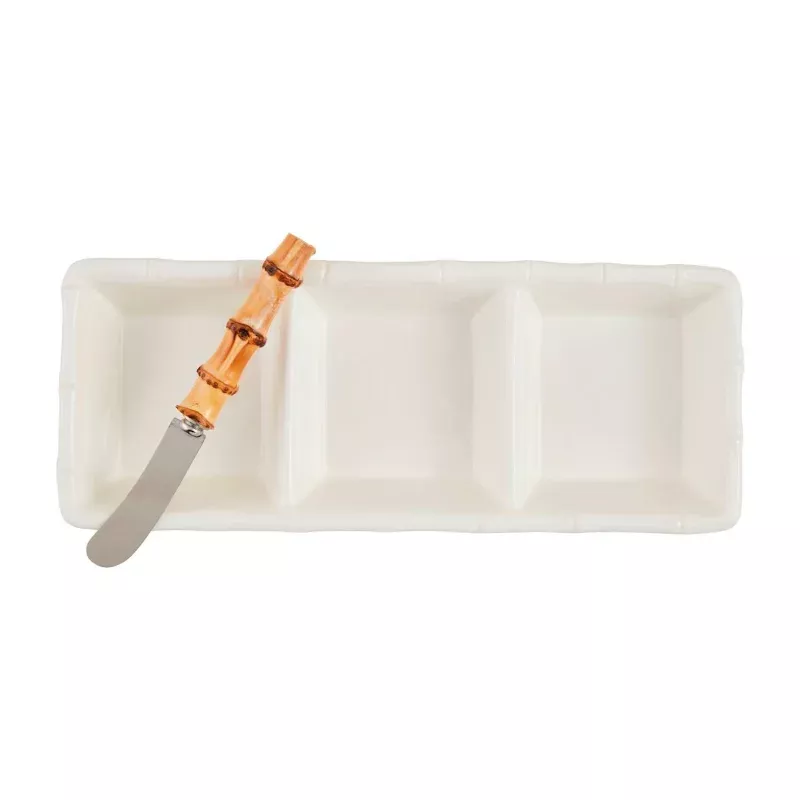 White Bamboo Triple Tidbit Set