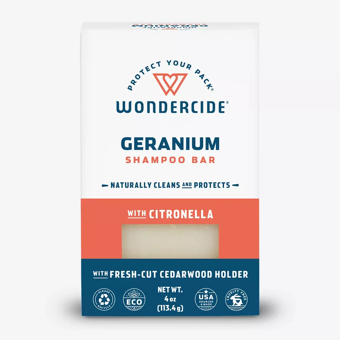 Wondercide Geranium Shampoo Bar for Dogs + Cats with Natural Essential Oils
