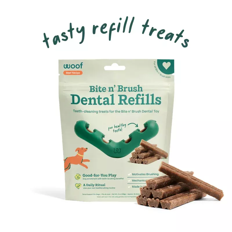Woof Pet Bite n’ Brush Dental Refills Beef