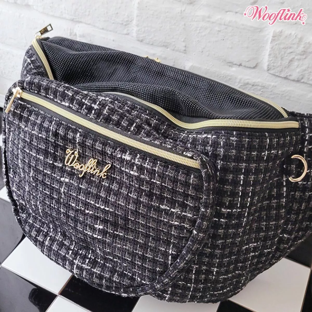Wooflink Hug Me Bag – Tweed Black