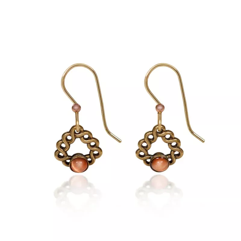 Woven Soft Triangle with Cabochon Earrings