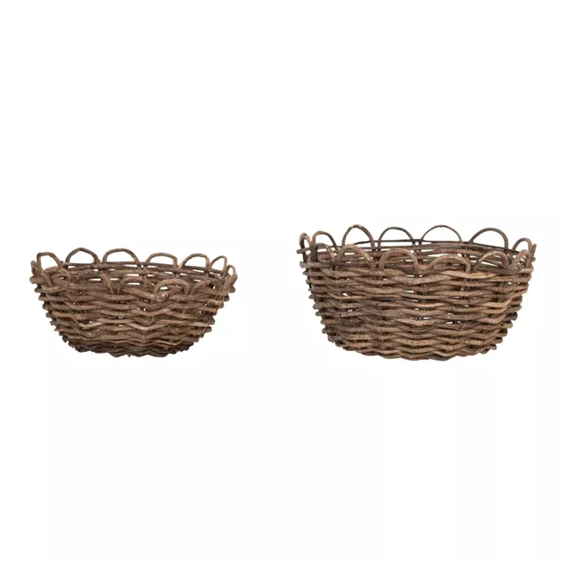 Woven Vine Baskets with Scalloped Edge