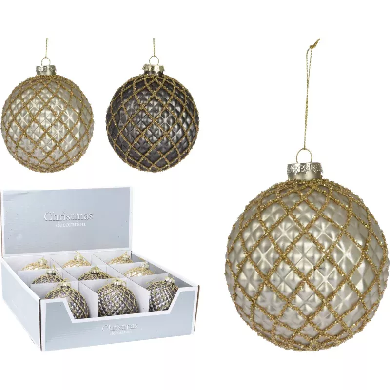Xmas Ball 100MM Glass|Gold&Black