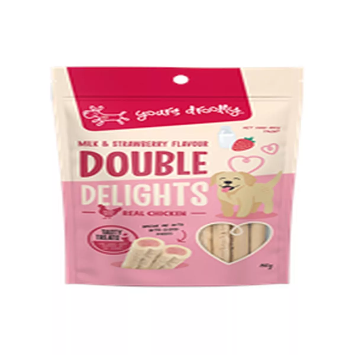 YOURS DROOLLY DOUBLE DELIGHT MILK & STRAWBERRY 150G