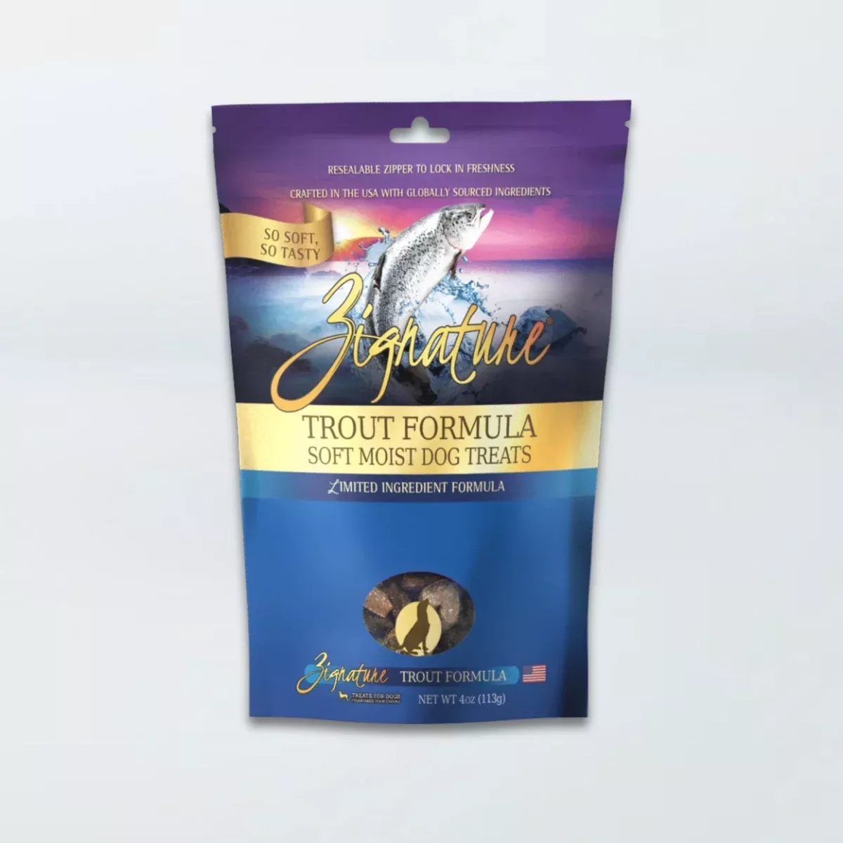 Zignature Soft Moist Dog Treats - Trout - 4oz Pouch