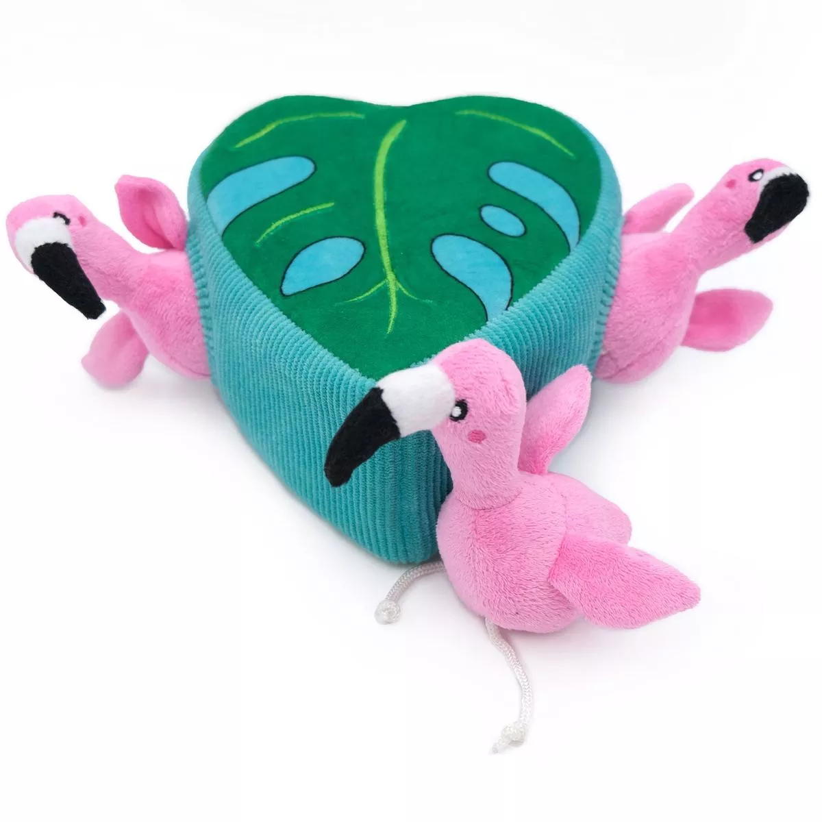 Zippy Paws Flamingos Monstera Burrow Multi Dog Toys