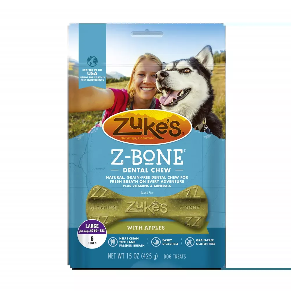 Zukes Z-Bones Grain Free Clean Apple Crisp Dental Dog Treats